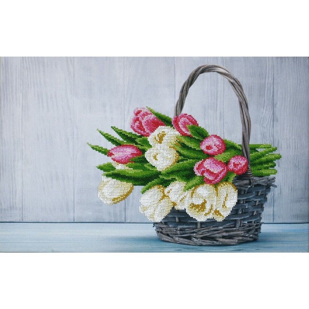 Bead Embroidery Kit Miniart Crafts 11003-3 Tulips Bouquet DIY Home Wall Decor